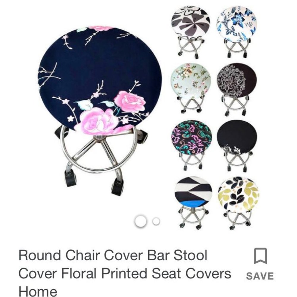 Round black barstool seat cover faux leather